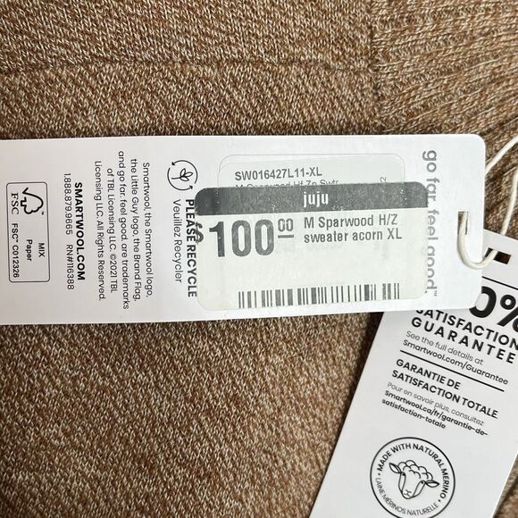 Smartwool Sparwood Half Zip Sweater Acorn Tan Mens Size XL Pullover Merino Wool - Picture 6 of 9